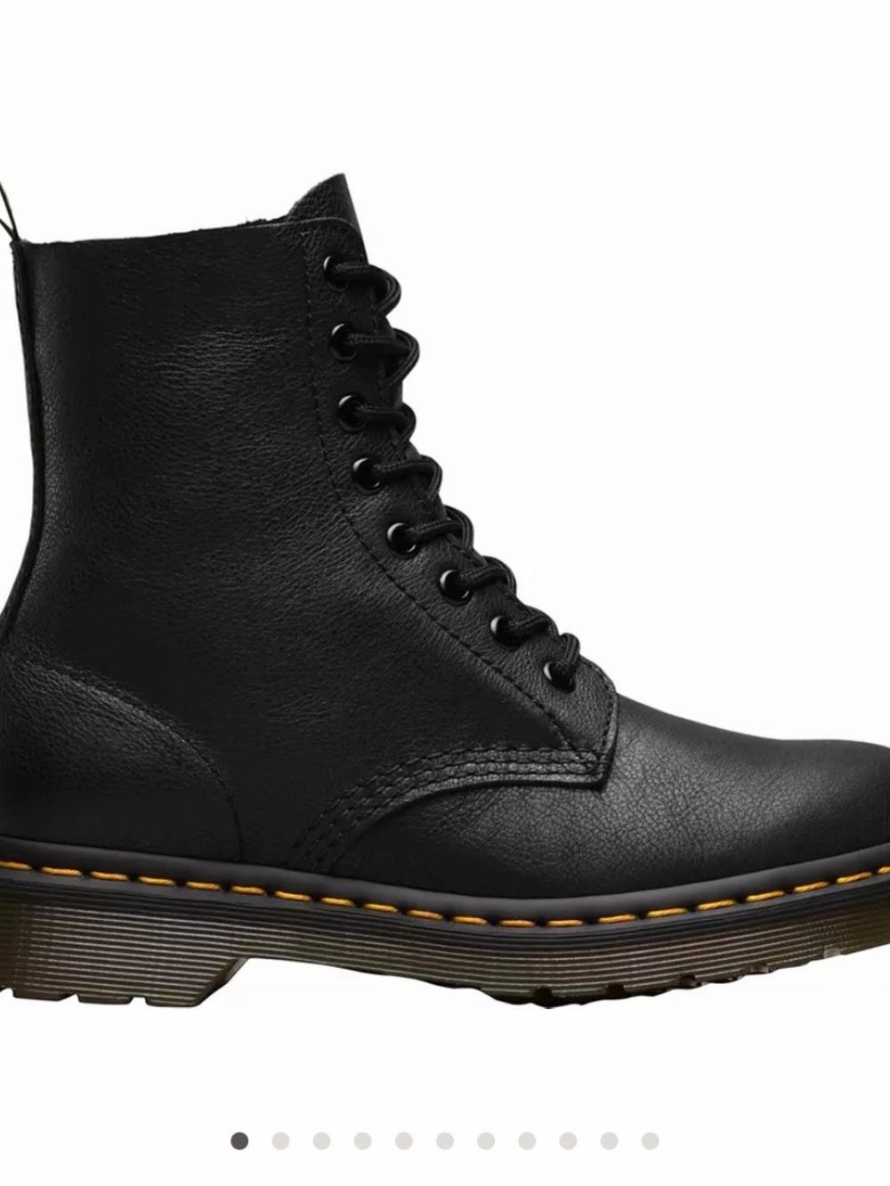 Dr. Martens Classic Women’s Black Lace-Up Combat Boot with Yellow Stitching